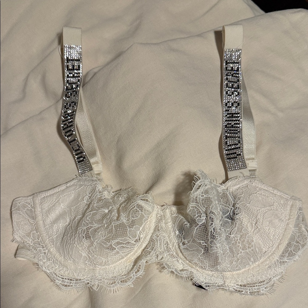 Victoria's Secret White Rhinestone Balconette
